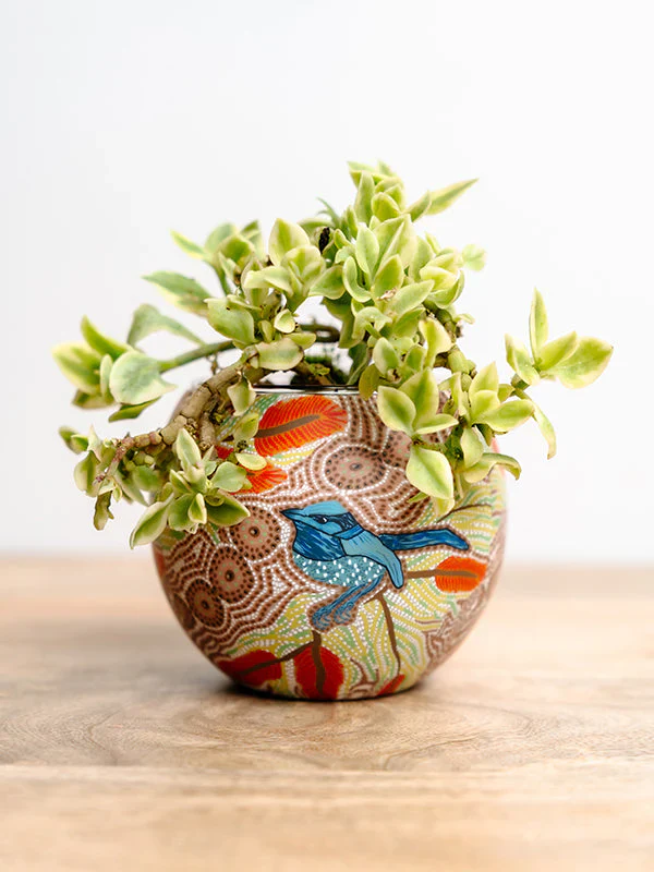 Aboriginal Blue Wren Tealight Candle Holder - Image 3