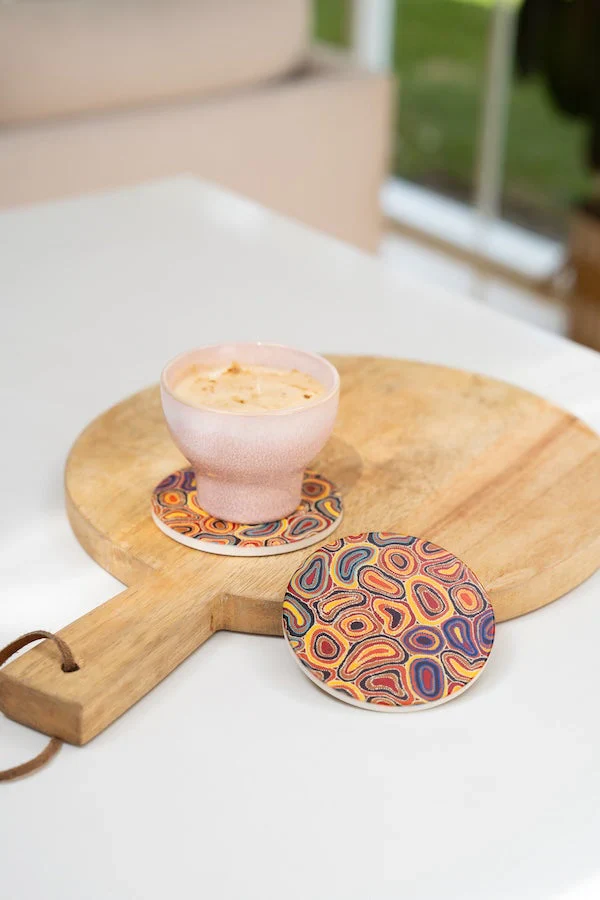 Aboriginal Dry Waterholes Ceramic Coaster - Image 2