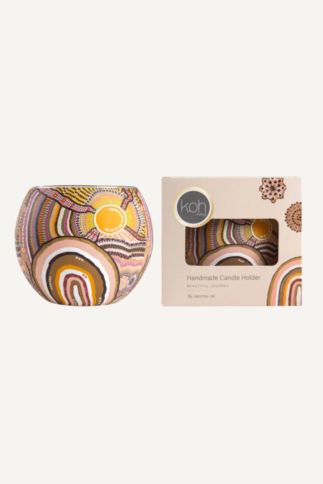 Aboriginal Tealight Candle Holder Journeys In The Sun - Image 3