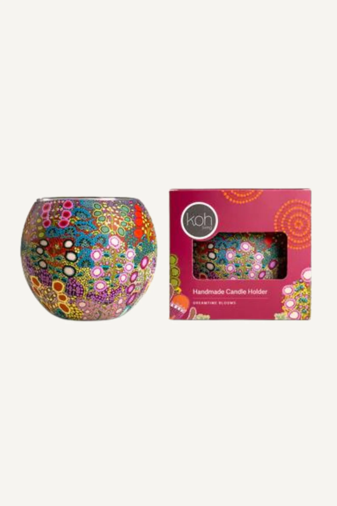 Aboriginal Tealight Candle Holder Wild Flowers - Image 2
